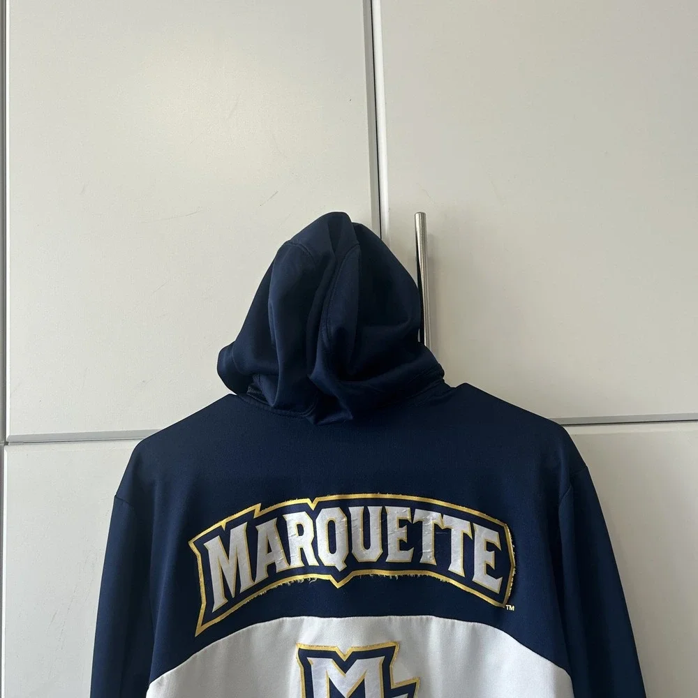 Jordan Marquette Golden Eagles Basketball Therma-FIT Full Zip Hoodie Navy M